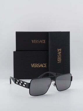 Versace VE2290 12616G Rectangle Sunglasses - Black / Grey